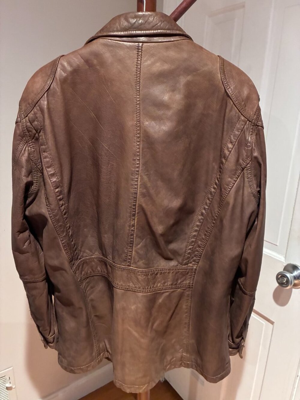 Massimo Dutti Men’s Brown Cow Leather Jacket XL (44) - Picture 2 of 4